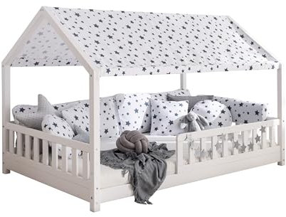 TiCAA Dachvorhang mit Motiv für Hausbett Kay 120 x 200