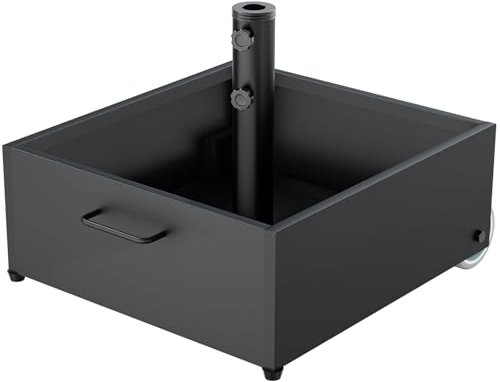 Heavy-Duty Umbrella Base with Wheels,150lb Capacity Fillable Planter Umbrella Stand, Rust-proof Steel Umbrella Holder with Handle & Anti-Collapse Pads, for Outdoor, Patio, Garden, Deck, Poolside, Lawn