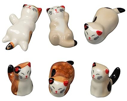 Alipis Set di 6 Porta Bacchette in Ceramica Stile Gatto da Tavola in Stile Giapponese