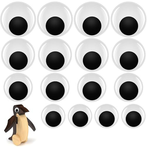8 Sets Selbstklebend Wackelaugen, 45/50/60/70 mm Schwarze Wackelaugen, Kunststoff Puppe Augen, Kunststoff Puppe Augen, Wiggle Googly Eyes Bastelaugen, Runde Kunststoff Augen für Kunsthandwerk, DIY