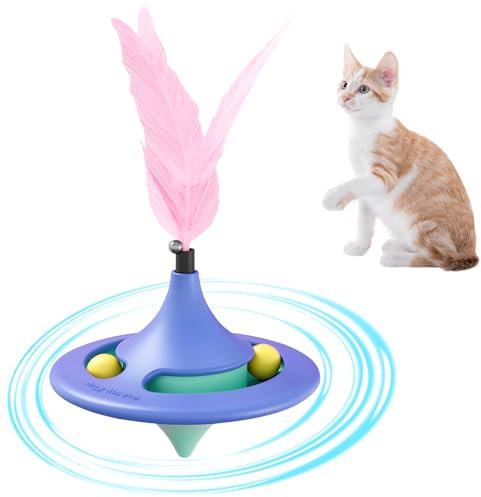 OWill Katzenspielzeug Interaktives Katzenspielzeug mit Feder, Kugel für Indoor-Katzen, Lila
