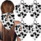 Lot de 4 bandeaux élastiques antidérapants à motif de vache avec nœuds pour cheveux - Accessoires faits à la main pour Halloween, cadeau d'anniversaire pour femmes et filles