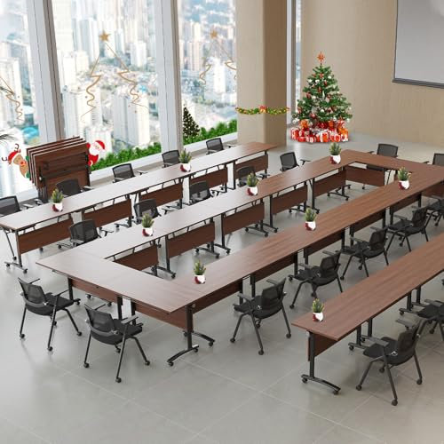 6 Fuß langer Konferenztisch für 6–8 Personen, 70,9 Zoll rechteckiger, zusammenklappbarer mobiler Schulungstisch, Seminartisch, Geschäftsmöbel, Sitzungssaal-Schreibtisch für Büro, Besprechungstisch