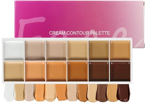 Palette Di Correttori - Concealer Palette - Palettes Di 12 Colori Per Il Contouring In Crema | Correttore Per Il Trucco Femminile, Pelle Matura, Ufficio, Feste Fine Anno, Matrimonio, Viaggio, Sposa