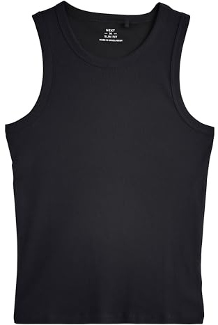 NEXT Herren Schmale Passform Geripptes Trägertop Schwarz M