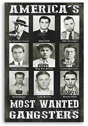 RIDAEX Bild Auf Leinwand 30 * 50cm Senza Cornice Mafia in bianco e nero America's Most Wanted Gangsters Capone Stampa quadri per soggiorno Camera da letto decorazione