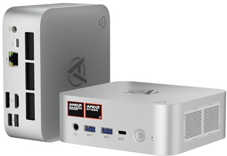 AWOW Mini PC para Gaming con AMD Ryzen 7 8745HS (8 núcleos, hasta 4.9 GHz), 32 GB DDR5 Dual, 1TB SSD PCIe 4.0, Gráficos Radeon 780M, Salida Triple 4K, WiFi 6, BT 5.2, LAN 2.5G, Silencioso