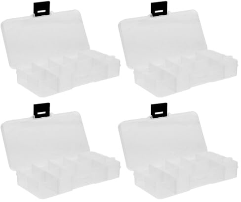 BCOATH 4 Stück Transparente Nagelspitzen aufbewahrungsbox Tragbarer mit Abnehmbaren Fächern und Deckel Praktischer Nageldesign organizer für Maniküre zubehör zu Hause und Unterwegs