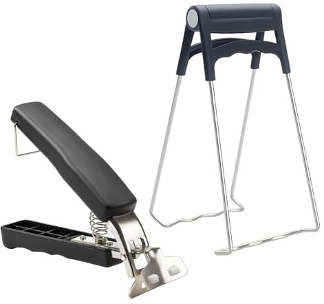 2 PCS Edelstahl Schüssel Clips, Zange für Heißluftfritteuse und Airfryer, Zange für Airfryer zum sicheren Anheben heißer Glas- und Keramikschalen, rutschfeste Küchenzange mit Griff
