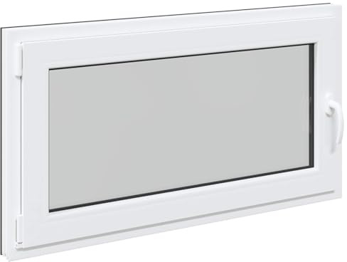 Risor - Finestra per cantina, 120 x 60 cm, in PVC e vetro, antracite, con protezione termica, isolamento acustico, funzione basculante, vetro isolante e telaio resistente, per cantina e casa