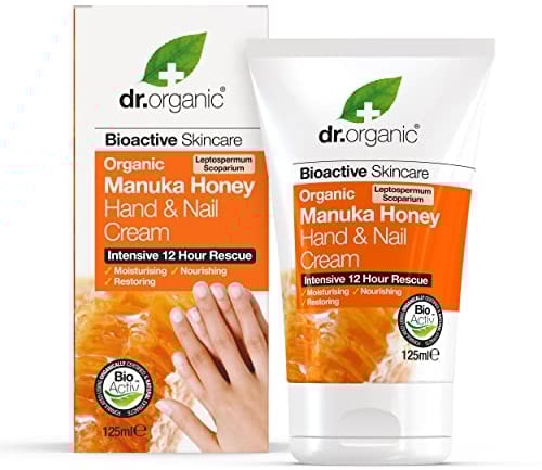 Dr Organic Manuka Honey Hand Cream, Moisturising, Dry Skin, Mens, Womens, Natural, Vegetarian, Cruelty-Free, Paraben & SLS-Free, Recycled & Recyclable, Organic, 125ml, Packaging may vary