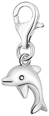 Quiges Charm Anhänger 3D Ozean Delphin 925 Silber mit Karabinerverschluss für Bettelarmband
