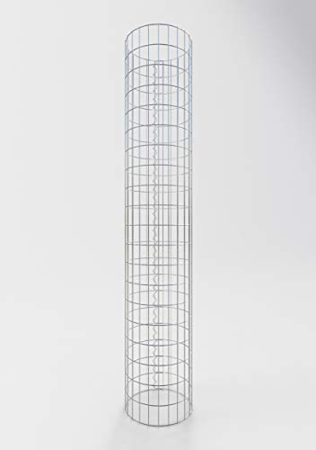 GABIONA - Gabionensäule HxD: 200 x 37 cm - Maschenweite 5 x 10 cm - Runder, verzinkter Gabionenkorb für den Garten