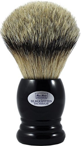 Hans Baier Exclusive XL-Rasierpinsel Echt Silberspitz Dachshaar - Griff schwarz Größe 4, 88 g