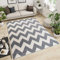 TAPISO MAROKO Teppich Modern Kurzflor Designer Geometrisch Zick Zack Streifen Linien Muster Creme Grau Wohnzimmer ÖKOTEX 120 x 170 cm