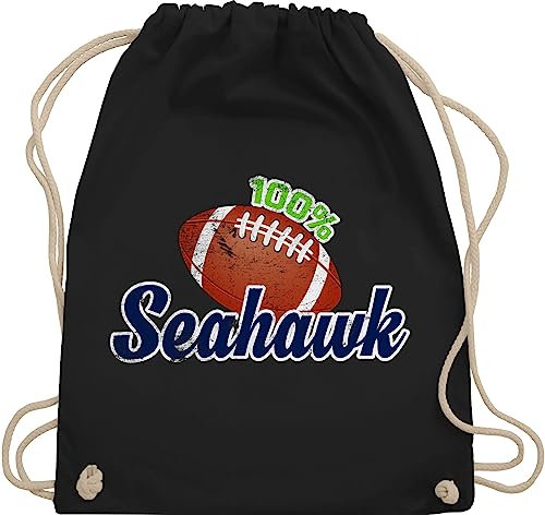 Shirtracer Turnbeutel Rucksack - American Football Deko Superbowl Party - 100% Seahawk - Unisize - Schwarz - kinderturnbeutel sport football/seahawks turnsackerl tasche kinder 25. geburtstag beutel