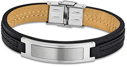 Lotus Style Armband Herren LS1808-2/2 Leder Silber schwarz Schmuck D1JLS1808-2-2