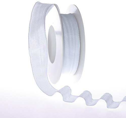 Schleifenband weiß mit Drahtkante Geschenkband Dekoband Schleifenband ca. 25 mm Breite - 25 m Länge