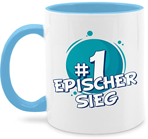 Tasse Tassen 325ml - Statement Sprüche - Epischer Sieg | Geschenk für Gamer | Zocker Geschenk | Zocken Geschenkidee - 325 ml - Hellblau - sieger becher spruchtasse sarkasmus geek kaffeetasse