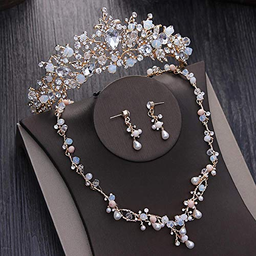 SSLL Schmuckset Kristall Perlen Perle Brautschmuck Sets Strass Diadem Diademe Halskette Ohrringe Krone Hochzeit Schmuck