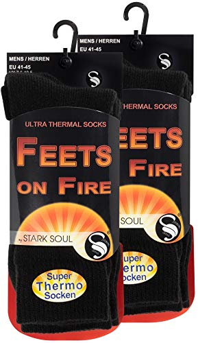 STARK SOUL FEETS on FIRE - 2 Paar Herren Ultra Thermo Socken, Warme Winter Socken, Schwarz, Gr. 41-45