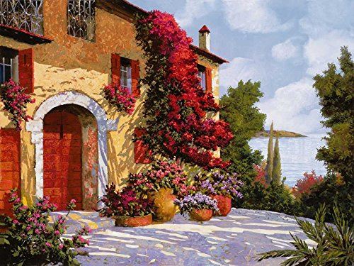 Feeling at home Leinwandbild, gerahmt, mit amerikanischem Box-Bouganville, Borelli-Guido, europäischer Kunstdruck, auf Holzrahmen, horizontal, 68 x 89 cm