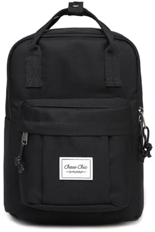 Chase Chic Schulrucksack für Teenager Mädchen, leichter und wasserdichter Schulrucksack, Multifunktions Schulrucksack für Reisen/Ausflüge/Universität/Schule Schwarz