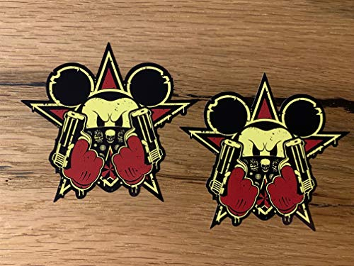 MG398 / 2X Bad Mickey Guns Aufkleber 8,5x8cm Sticker Oldschool Vintage Auto Motorrad Hot Rod USA V8 V6 Turbo Biker