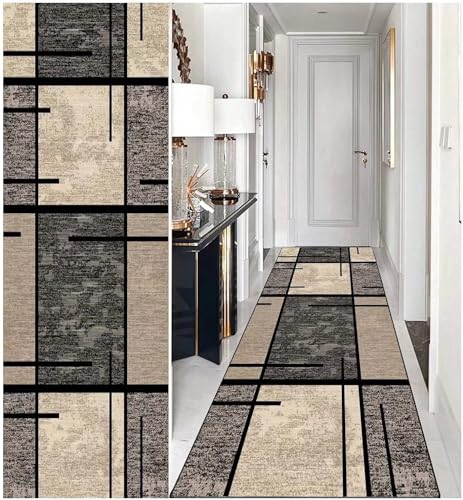 DTUQYX Läufer Lang Flur rutschfest Teppich Küche 90 x 200CM, Polyester Waschbar und Dauerhaft, Schlafzimmer Muster Carpet, für Wohnzimmer Büro Esszimmer, Anpassbar Teppichläufer Meterware