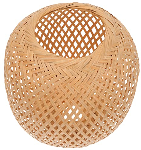 Cabilock Rattan Lampenschirm Hängend Stehlampe Pendelleuchte Schirm Tischlampe Weiden Hängelampe Lampenabdeckung für Zimmer Landhausstil Rustikale Dekoration, Khaki, 21x20cm, (GHT33329AE6O16D)