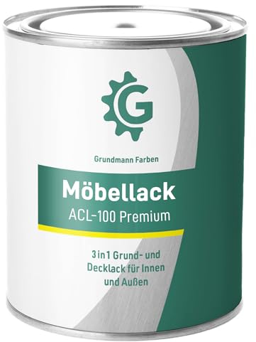 Grundmann Möbellack ACL 100 - Silber 3 Kg - Lösemittelfrei & Geruchsarm - 4in1 Möbelfarbe inkl. Grundierung - Innen und Außen - Für Holz, Metall & Kunststoff - RAL 9006 Weißaluminium