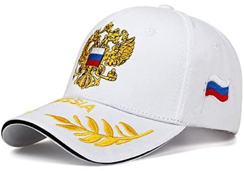 Vepoty Russische Flagge Baseballkappe, Verstellbarer Wappen Eagle Emblem Abzeichen Hut Für Camping -wandersport Weiß Weiß