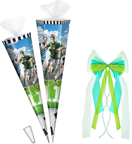 alles-meine.de GmbH Schultüte - Fußball - Fußballspieler 50-85 cm Größe wählbar Zubehör - komplette Füllung - Zuckertüte - Tüllabschluß - eckig/rund - Jungen - klein & ..