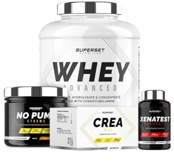 Superset Nutrition | Programme Prise De Muscle Sec Expert - 100% Whey Proteine Advanced 2kg Chocolat - No Pump Xtreme - Créa Max - Xenatest Hardcore