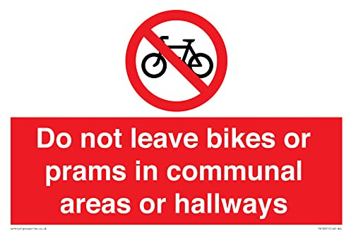 Panneau « Do not leave bikes or landau in commun ou couloirs » 300 x 200 mm A4L