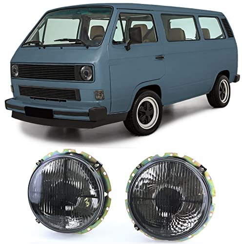Scheinwerfer Schwarz Smoke mit Fadenkreuz für VW T2 73-79 + T3 79-92 + LT 75-85