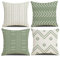 Cushion Covers 45 x 45 cm Farmhouse Cushioncase cover, Set of 4 Light Green Textured Patchwork Square PillowCase for Sofa Chair Bedroom Modern Decor Home Office Couch Car Garden