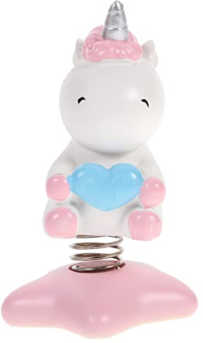 HONMEET Einhorn Wackelfigur Auto Armaturenbrett Dekoration Schüttelkopf Ornament Harz Material Installieren für Auto Büro Zuhause für Freunde und Familie (Pink)