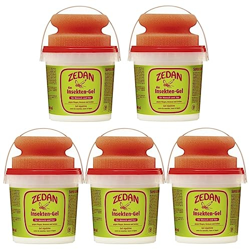RL24 Zedan - Insekten-Gel mit Schwamm | Insektenschutz für Pferde & Reiter | Fliegenschutz mit frischem Duft | gegen Bremsen, Mücken, Fliegen & Zecken | 5 x 500 ml Eimer (5er Set)