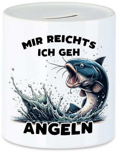 Hey!Print Mir reichts Ich GEH Angeln Fisch Spardose Angeln Hafen Hobby-Angler