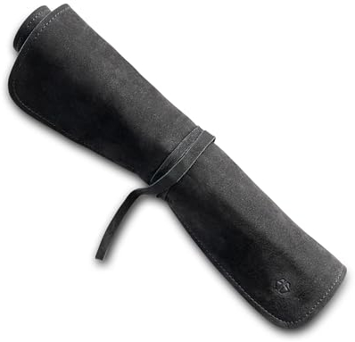 Angus Stoke Messertasche Kochmesser - Premium Leder Kochmesserrolle groß – Messer Tasche Köche - Kochtasche Noah (Schwarz)