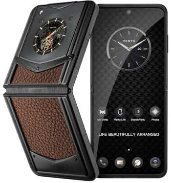 Vertu IRONFLIP - Telefono cellulare flip in pelle di vitello, smartphone Android 5G sbloccato, design pieghevole, controllo con una sola mano, fotocamera da 50 MP, 12G+512G, doppia SIM, OLED da 6,9
