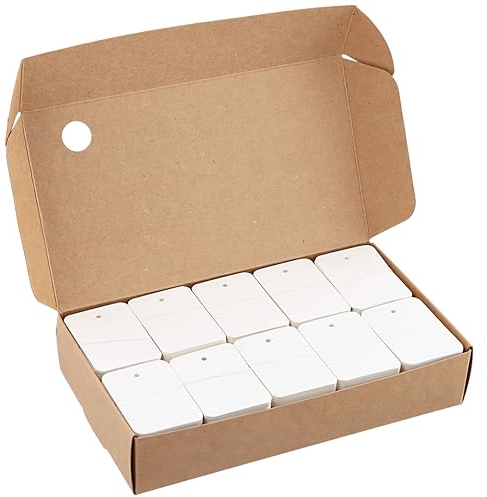 1000 Stücke Kleinen Preisetiketten, Preisschilder Etiketten, Preisschilder für Kleidung, 3.2X5CM Hängeetiketten Markierung, Kraftpapier Schmucketiketten zum Anhängen (Weiß, Leer)