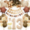 13. Geburtstagdeko Junge Mädchen, 13 Jahre Braun Beige Ballon Arch Kit mit Happy Birthday Banner, Cake Topper, Geburtstag Zahlen Luftballon 13 Jahre, Folienballon, Party Deko für Geburtstag