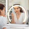 MantoLite Miroir Maquillage LED Rotation Libre à 360 °,40 CM Miroir Maquillage Lumineux Miroir LED Rond Miroir Lumineux 3 Températures de Couleur avec Interrupteur Tactile Blanc