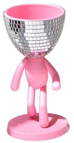 Haztholf Pretty Artificial Succulent , Mini Plastic Fake Succulent Decor Pots, Pots in Human Shape Pink