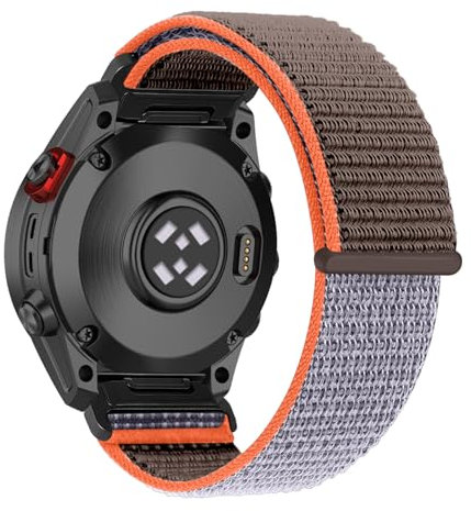 RanBluu QuickFit 20 mm Nylon Armband für Garmin fēnix 8 43mm/Fenix 7S/Fenix 7S Pro/Fenix 6S, Klettverschluss Ersatzarmband, Sport Loop Armbänder Kompatibel mit Garmin Descent Mk3Si, Orange&Grau