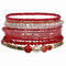 APMGONT Bohemian Beaded Multi-Layer Armbänder Set - Stackable Stretch Strand Crystal Bangles - Boho Handmade Schmuck Geschenke für Frauen Mädchen (Rot)