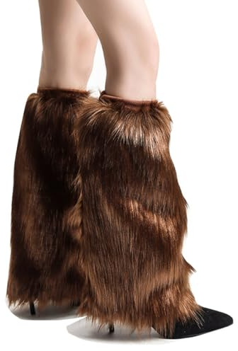 Doukesh Damen Kunstpelz Beinwärmer,Plüsch Beinwärmer,Furry Fuzzy Beinwärmer,Winter Stulpen Damen,Leg warmers Y2k,Lange Beinstulpen aus Kunstfell,Warme Stulpen Damen,Knöchelwärmer,40CM