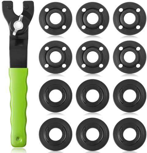 Hicarer 13 Pcs Angle Grinder Nut Angle Grinder Wrench Kit 5/8-11 Flange Metal Lock Nut Wrench Compatible with Dewalt/Makita/Bosch/Hitachi/Metabo (Green)